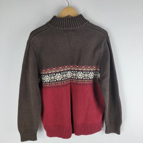 Eddie Bauer Nordic Sweater Long Sleeve Brown Red Size L - Picture 4 of 4